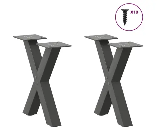 Kafijas Galdiņa Kājas, 2 Gab., X-Veida, Antracīta Krāsā, 37X(30-31) Cm, Tērauds Vidaxl