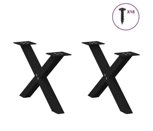 Kafijas Galdiņa Kājas, 2 Gab., X-Veida, Melnas, 60X(30-31) Cm, Tērauds Vidaxl