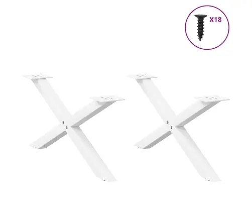 Kafijas Galdiņa Kājas, 2 Gab., X-Veida, Baltas, 70X(30-31) Cm, Tērauds Vidaxl