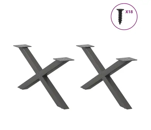 Kafijas Galdiņa Kājas, 2 Gab., X-Veida, Antracīta Krāsā, 70X(30-31) Cm, Tērauds Vidaxl