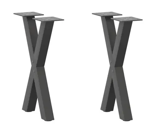 Kafijas Galdiņa Kājas, 2 Gab., X-Veida, Antracīta Krāsā, 28X(42-43) Cm, Tērauds Vidaxl