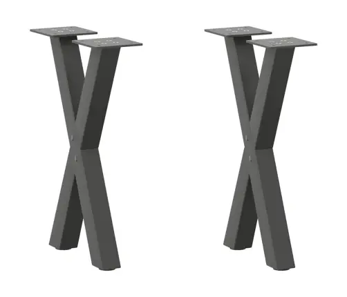 Kafijas Galdiņa Kājas, 2 Gab., X-Veida, Antracīta Krāsā, 38X(42-43) Cm, Tērauds Vidaxl