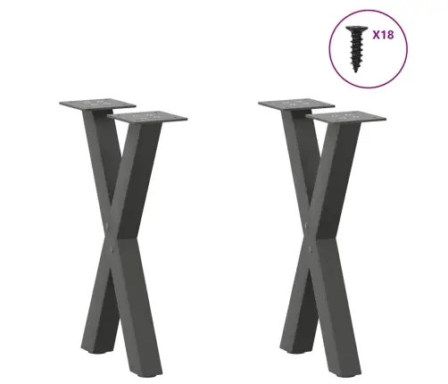 Kafijas Galdiņa Kājas, 2 Gab., X-Veida, Antracīta Krāsā, 38X(42-43) Cm, Tērauds Vidaxl