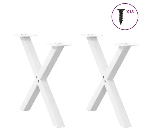Kafijas Galdiņa Kājas, 2 Gab., X-Veida, Baltas, 50X(42-43) Cm, Tērauds Vidaxl