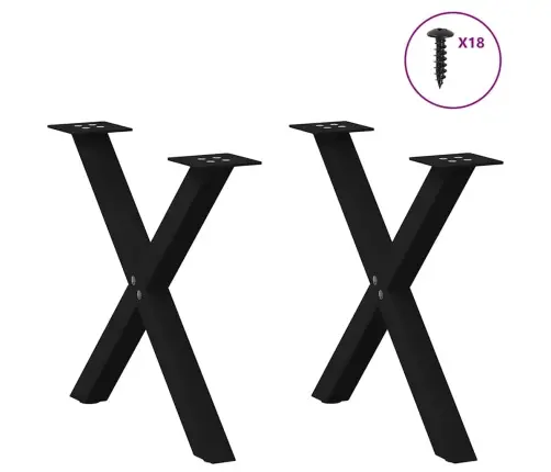 Kafijas Galdiņa Kājas, 2 Gab., X-Veida, Melnas, 60X(42-43) Cm, Tērauds Vidaxl