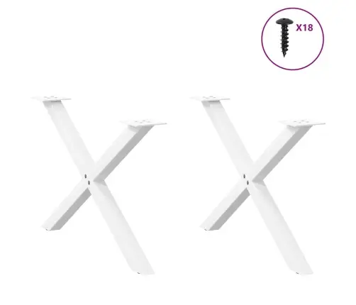 Kafijas Galdiņa Kājas, 2 Gab., X-Veida, Baltas, 70X(42-43) Cm, Tērauds Vidaxl