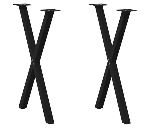 Valgomojo Stalo Kojos, X Formos, 2 Vnt., Juodos, 50X(72-73) cm Plienas