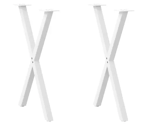 Ēdamgalda Kājas, 2 Gab., X-Veida, Baltas, 50X(72-73) Cm, Tērauds Vidaxl
