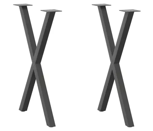Ēdamgalda Kājas, 2 Gab., X-Veida, Antracīta Krāsā, 57X(72-73) Cm, Tērauds Vidaxl