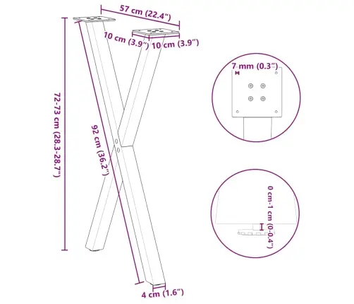 Söögilaua Jalad, 2 Tk, X-Kujulised, Naturaalne Teras, 60 X (72–73) cm Teras