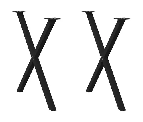 Valgomojo Stalo Kojos, 2 Vnt., Juodos, 70X(72-73) cm Plienas, X Formos