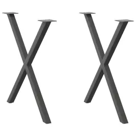 Ēdamgalda Kājas, 2 Gab., X-Veida, Antracīta Krāsā, 70X(72-73) Cm, Tērauds Vidaxl