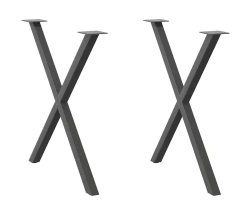 Ēdamgalda Kājas, 2 Gab., X-Veida, Antracīta Krāsā, 70X(72-73) Cm, Tērauds Vidaxl