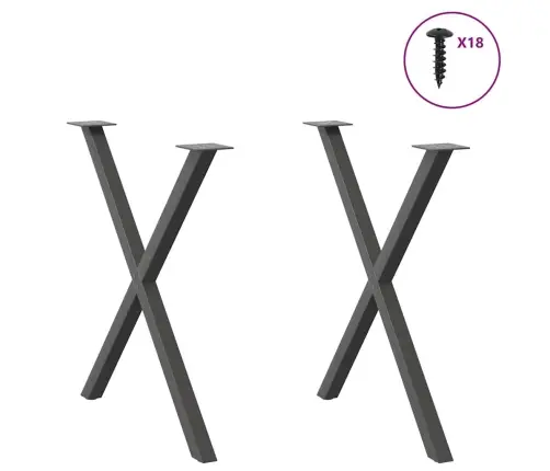 Ēdamgalda Kājas, 2 Gab., X-Veida, Antracīta Krāsā, 70X(72-73) Cm, Tērauds Vidaxl