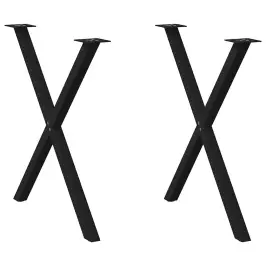 Ēdamgalda Kājas, 2 Gab., X-Veida, Melnas, 80X(72-73) Cm, Tērauds Vidaxl