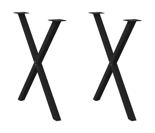 Ēdamgalda Kājas, 2 Gab., X-Veida, Melnas, 80X(72-73) Cm, Tērauds Vidaxl