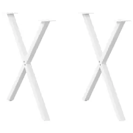 Ēdamgalda Kājas, 2 Gab., X-Veida, Baltas, 80X(72-73) Cm, Tērauds Vidaxl