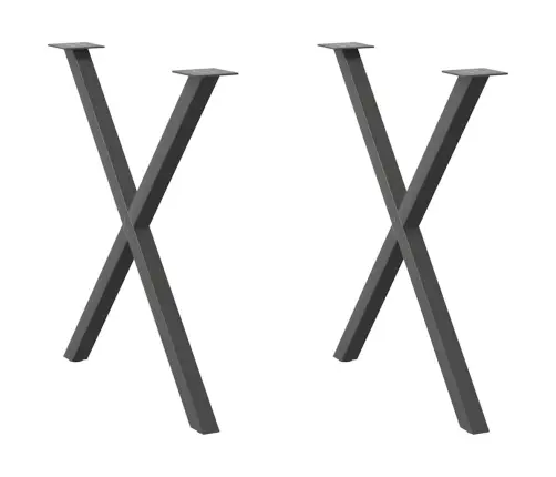 Ēdamgalda Kājas, 2 Gab., X-Veida, Antracīta Krāsā, 80X(72-73) Cm, Tērauds Vidaxl