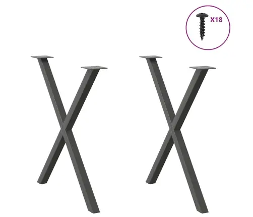 Ēdamgalda Kājas, 2 Gab., X-Veida, Antracīta Krāsā, 80X(72-73) Cm, Tērauds Vidaxl