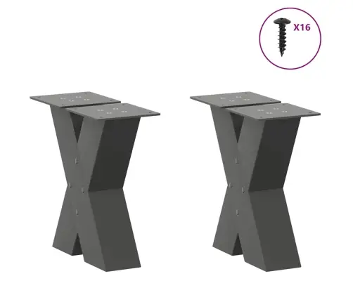 Kafijas Galdiņa Kājas, 2 Gab., X-Veida, Antracīta Krāsā, 40X(30-31) Cm, Tērauds Vidaxl