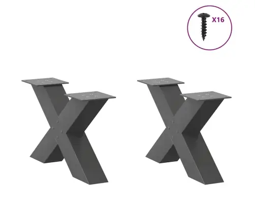 Kafijas Galdiņa Kājas, 2 Gab., X-Veida, Antracīta Krāsā, 50X(30-31) Cm, Tērauds Vidaxl