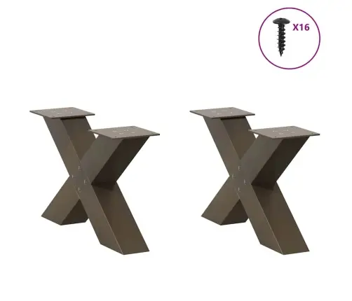 Kafijas Galdiņa Kājas, X-Veida, 2 Gab., Dabīgs Tērauds, 50X(30-31) Cm Vidaxl