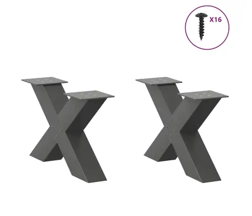 Kafijas Galdiņa Kājas, 2 Gab., X-Veida, Antracīta Krāsā, 60X(30-31) Cm, Tērauds Vidaxl
