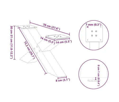 Kafijas Galdiņa Kājas, 2 Gab., X-Veida, Baltas, 70X(30-31) Cm, Tērauds Vidaxl