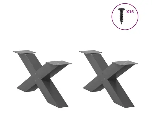 Kafijas Galdiņa Kājas, 2 Gab., X-Veida, Antracīta Krāsā, 70X(30-31) Cm, Tērauds Vidaxl