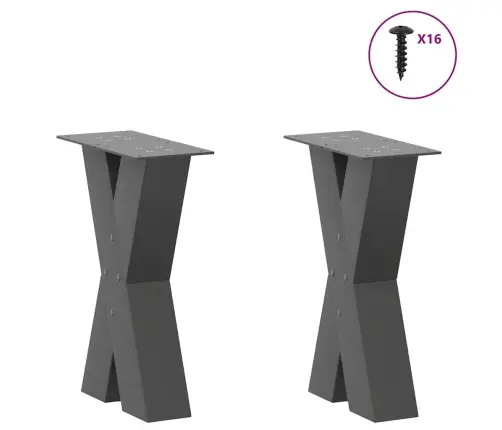 Kafijas Galdiņa Kājas, 2 Gab., X-Veida, Antracīta Krāsā, 28X(42-43) Cm, Tērauds Vidaxl