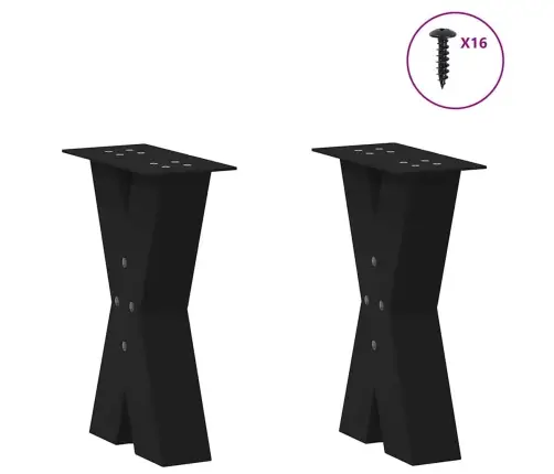 Kafijas Galdiņa Kājas, 2 Gab., X-Veida, Melnas, 38X(42-43) Cm, Tērauds Vidaxl