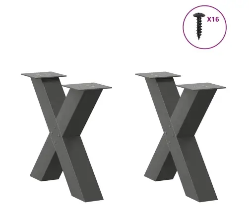 Kafijas Galdiņa Kājas, 2 Gab., X-Veida, Antracīta Krāsā, 50X(42-43) Cm, Tērauds Vidaxl