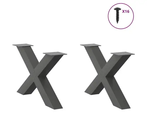 Kafijas Galdiņa Kājas, 2 Gab., X-Veida, Antracīta Krāsā, 70X(42-43) Cm, Tērauds Vidaxl