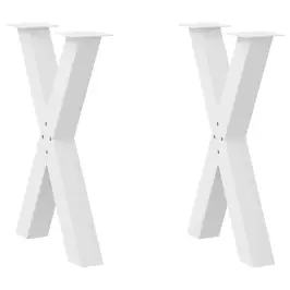 Valgomojo Stalo Kojos, 2 Vnt., Baltos, 60X(72-73) cm Plienas, X Formos
