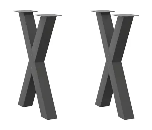 Ēdamgalda Kājas, 2 Gab., X-Veida, Antracīta Krāsā, 60X(72-73) Cm, Tērauds Vidaxl