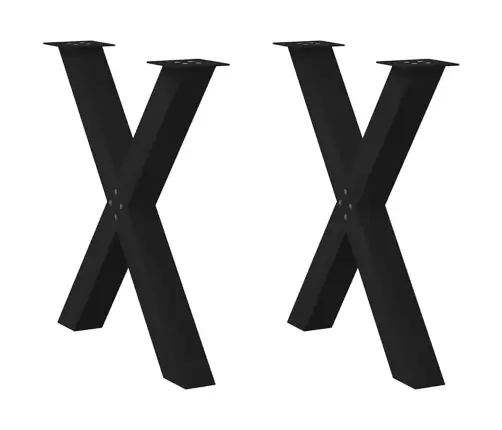 Ēdamgalda Kājas, 2 Gab., X-Veida, Melnas, 80X(72-73) Cm, Tērauds Vidaxl