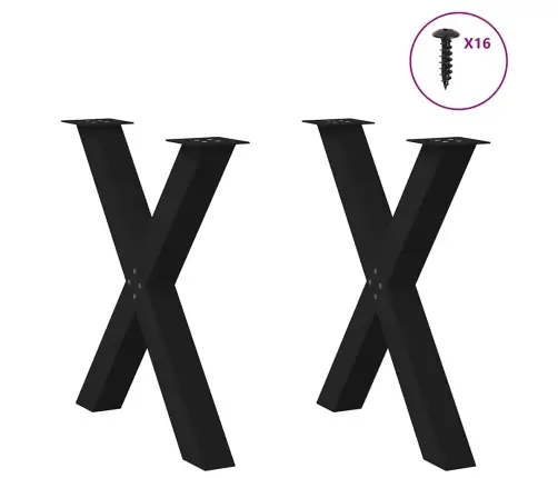 Ēdamgalda Kājas, 2 Gab., X-Veida, Melnas, 80X(72-73) Cm, Tērauds Vidaxl