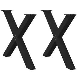 Ēdamgalda Kājas, 2 Gab., X-Veida, Melnas, 90X(72-73) Cm, Tērauds Vidaxl