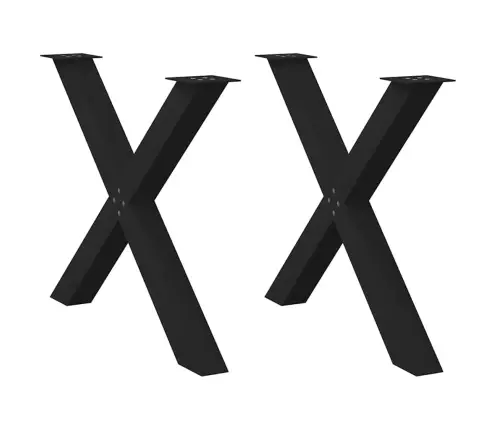 Ēdamgalda Kājas, 2 Gab., X-Veida, Melnas, 90X(72-73) Cm, Tērauds Vidaxl