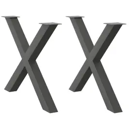 Ēdamgalda Kājas, 2 Gab., X-Veida, Antracīta Krāsā, 90X(72-73) Cm, Tērauds Vidaxl