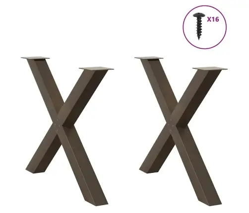 Ēdamgalda Kājas, 2 Gab., X-Veida, Dabīgs Tērauds, 90X(72-73) Cm, Tērauds Vidaxl