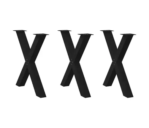 Ēdamgalda Kājas, 3 Gab., X-Veida, Melnas, 70X(72-73) Cm, Tērauds Vidaxl