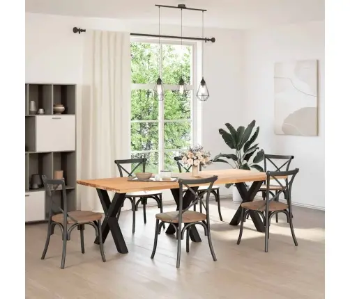 Ēdamgalda Kājas, 3 Gab., X-Veida, Melnas, 70X(72-73) Cm, Tērauds Vidaxl