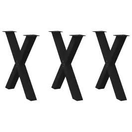 Ēdamgalda Kājas, 3 Gab., X-Veida, Melnas, 80X(72-73) Cm, Tērauds Vidaxl