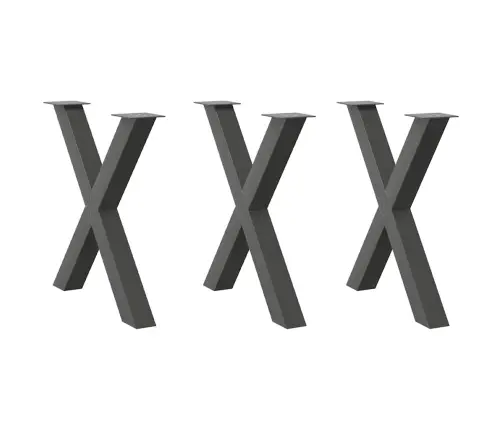 Valgomojo Stalo Kojos, 3 Vnt., Antracito Spalvos, 80X(72-73) cm Plienas