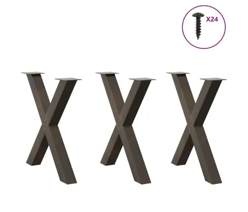 Söögilaua Jalad, 3 Tk, X-Kujulised, Naturaalne Teras, 80 X (72–73) cm Teras