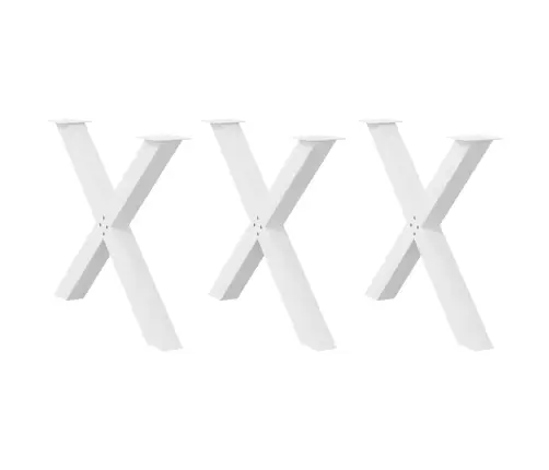 Ēdamgalda Kājas, 3 Gab., X-Veida, Baltas, 90X(72-73) Cm, Tērauds Vidaxl