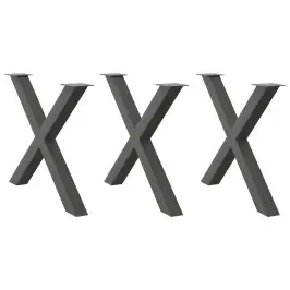 Ēdamgalda Kājas, 3 Gab., X-Veida, Antracīta Krāsā, 90X(72-73) Cm, Tērauds Vidaxl