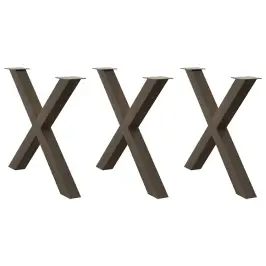Ēdamgalda Kājas, 3 Gab., X-Veida, Dabīgs Tērauds, 90X(72-73) Cm Vidaxl