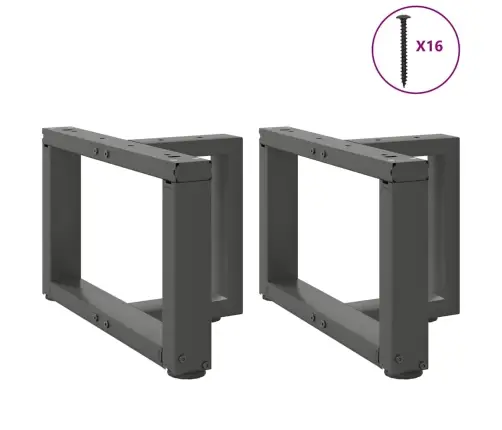 Kafijas Galdiņa Kājas, 2 Gab., T-Veida, Antracīta Krāsā, 40X25X(30-31) Cm, Tērauds Vidaxl